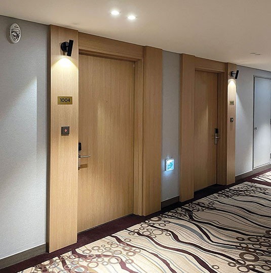 NS804 Marquina Campari Marble in a real interior setting